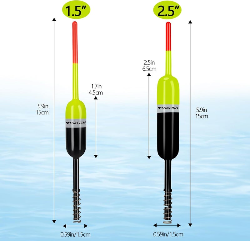 THKFISH Fishing Bobbers Fishing Floats and Bobbers Slip Bobbers for Fishing Balsa Floats Crappie Fishing Bobbers Fixed Bobber (1.5"X0.59"X5.4") (2.5"X0.59"X5.4") - Image 4